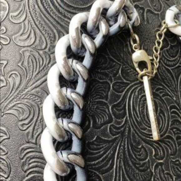 Bold Black White Grey Chain Necklace - Picture 2 of 5